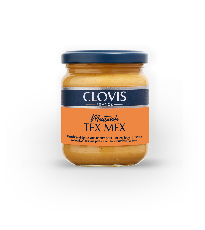 Pot de moutarde tex mex, format 200g, marque Clovis
