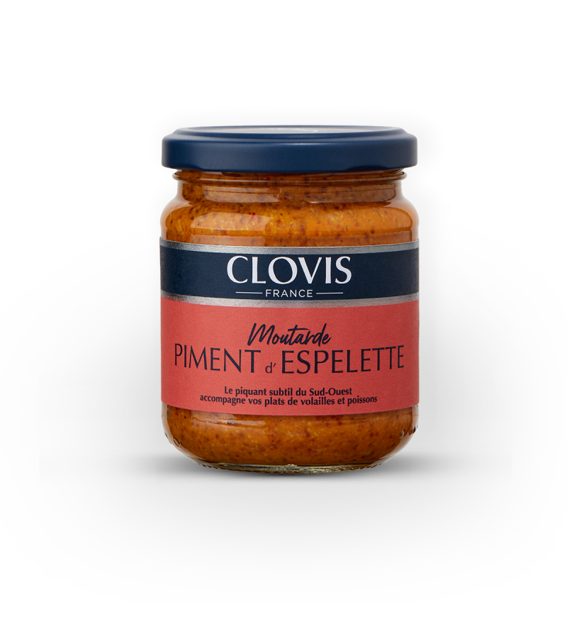Pot de moutarde de piment d'Espelette, marque Clovis, 200g