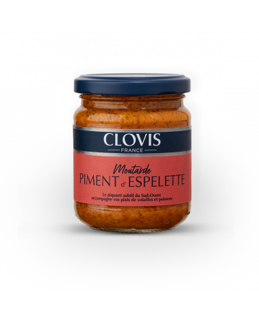 Pot de moutarde de piment d'Espelette, marque Clovis, 200g
