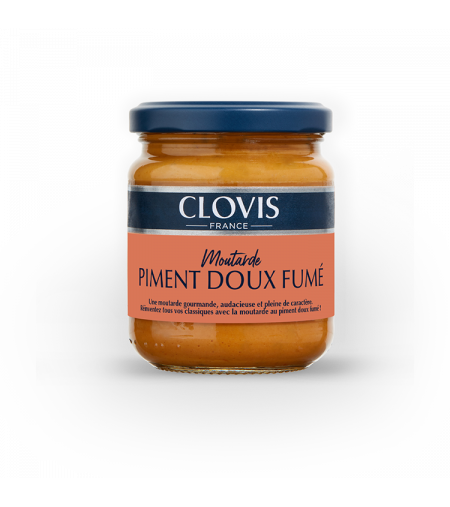 Pot de moutarde piment doux fumé, format 200g, marque Clovis