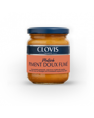 Pot de moutarde piment doux fumé, format 200g, marque Clovis
