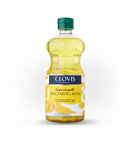 Vinaigrette Moutarde de Reims, marque Clovis, format 55cl, sur fond blanc