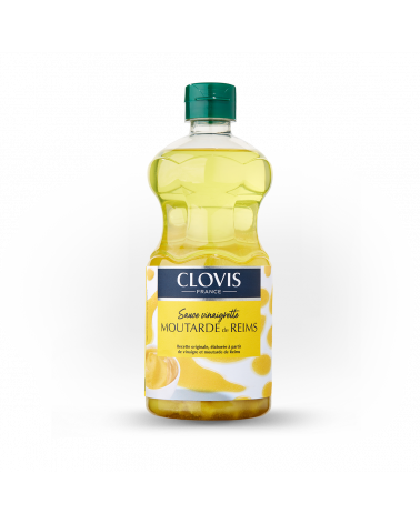 Vinaigrette Moutarde de Reims, marque Clovis, format 55cl, sur fond blanc