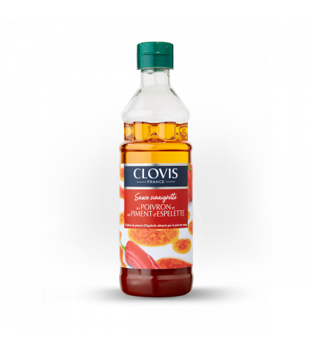 Vinaigrette Piment d'Espelette, marque Clovis, format 35cl, sur fond blanc