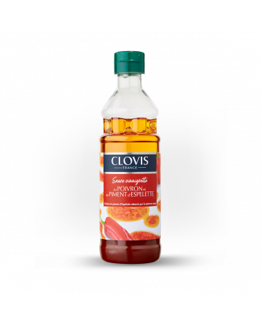 Vinaigrette Piment d'Espelette, marque Clovis, format 35cl, sur fond blanc
