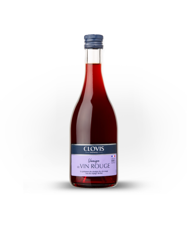 Vinaigre Vin Rouge 100% FRANCE, marque Clovis, format 50cl, sur fond blanc