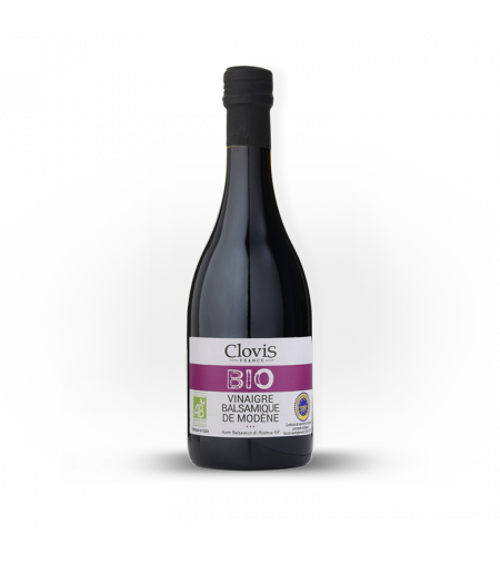 Vinaigre Balsamique BIO, marque Clovis, format 50cl, sur fond blanc