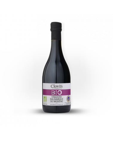 Vinaigre Balsamique BIO, marque Clovis, format 50cl, sur fond blanc