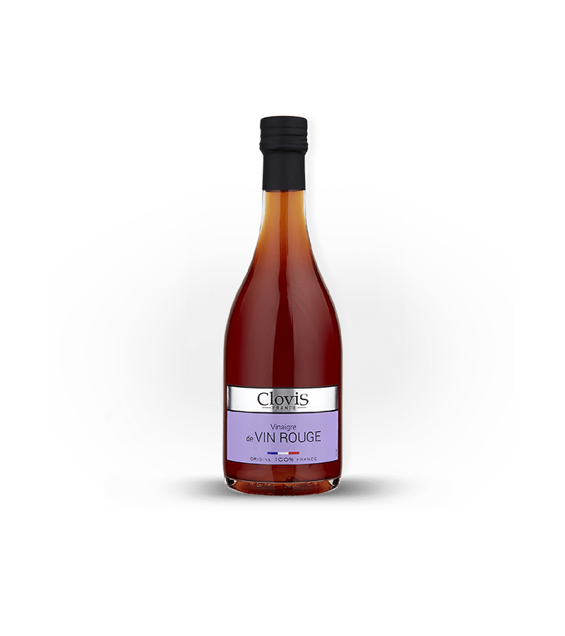 Vinaigre Vin Rouge 100% FRANCE, marque Clovis, format 50cl, sur fond blanc