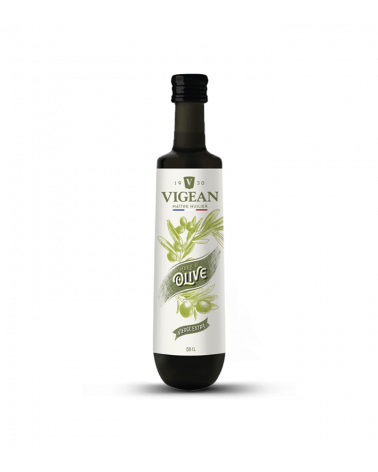 bouteille d'Huile d'Olive Gastronomique, marque Vigean, format 50cl, sur fond blanc