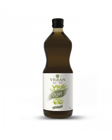 bouteille d'Huile d'Olive Gastronomique, marque Vigean, format 1L, sur fond blanc