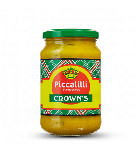 Pot de moutarde Piccalilli, marque Crown's, format 350g, sur fond blanc