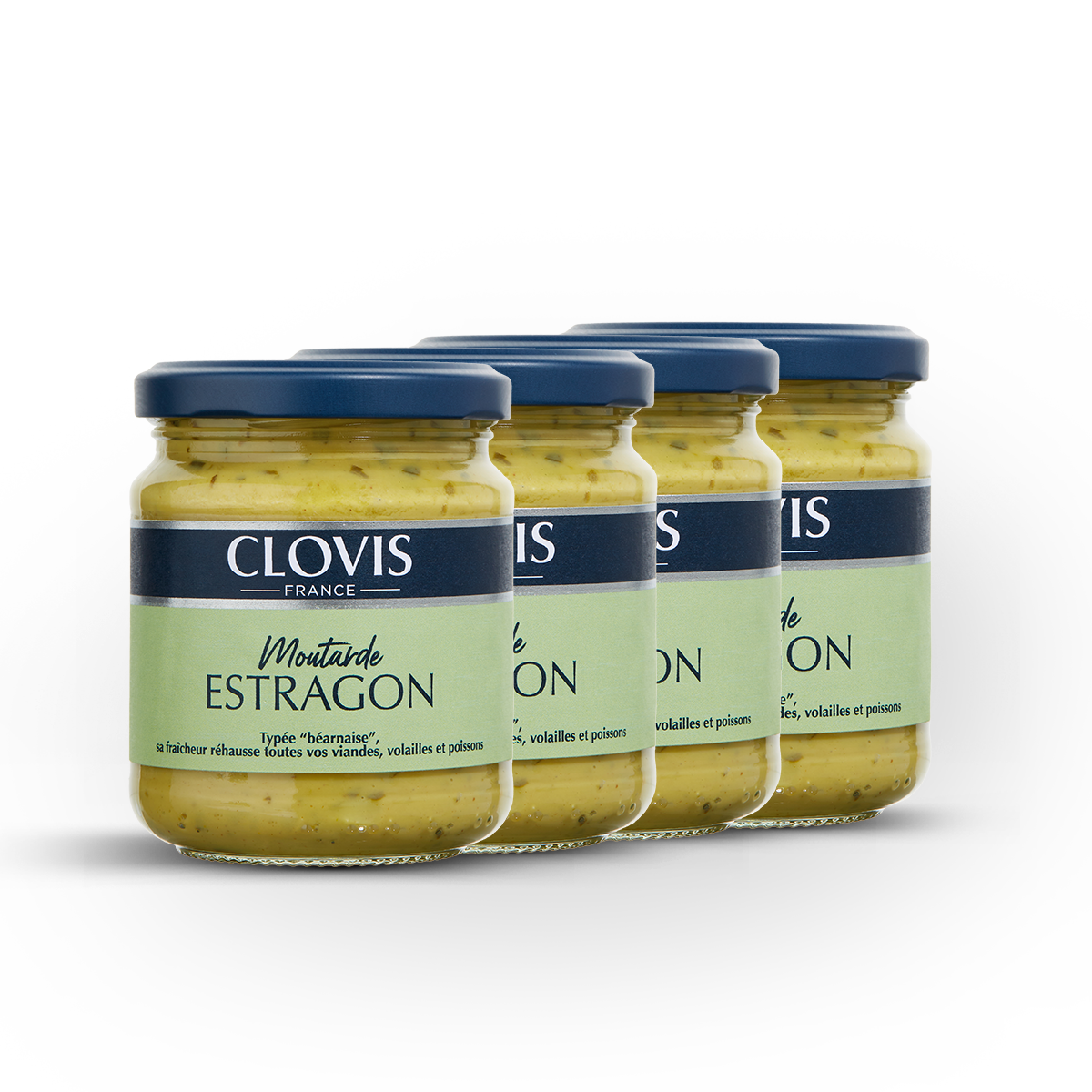 Lot de 4 pots de moutarde estragon de la marque Clovis