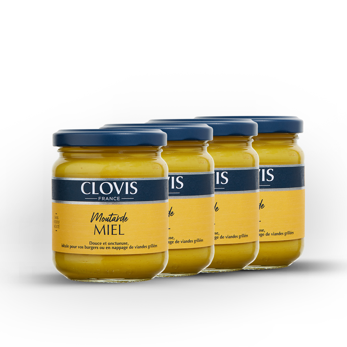 Lot de 4 pots de moutarde miel de la marque Clovis